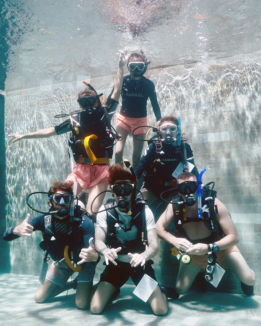 A bit of fun in-between divemaster pool training sessions.